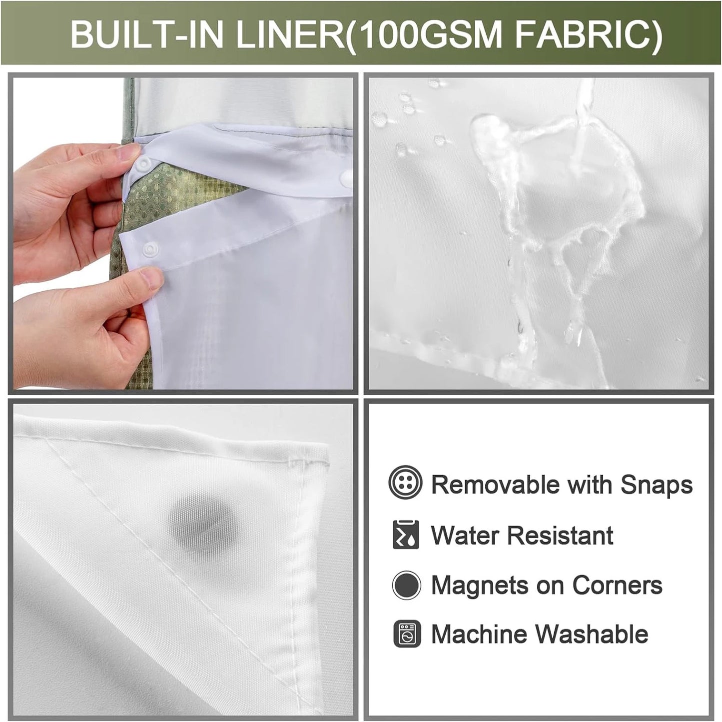 Snap In Shower Curtain