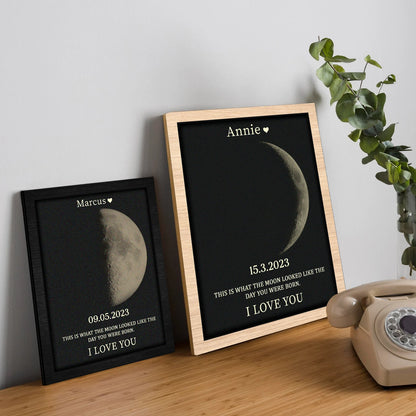 Custom Art Frame/ REAL MOON PHASE, Gifts For Mom/Couples