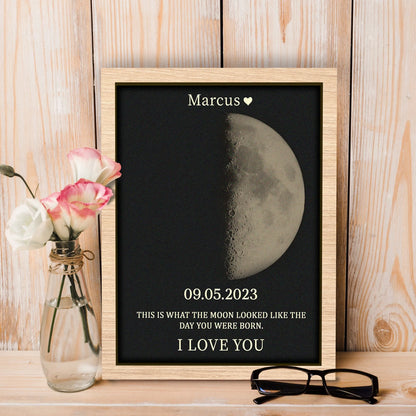 Custom Art Frame/ REAL MOON PHASE, Gifts For Mom/Couples