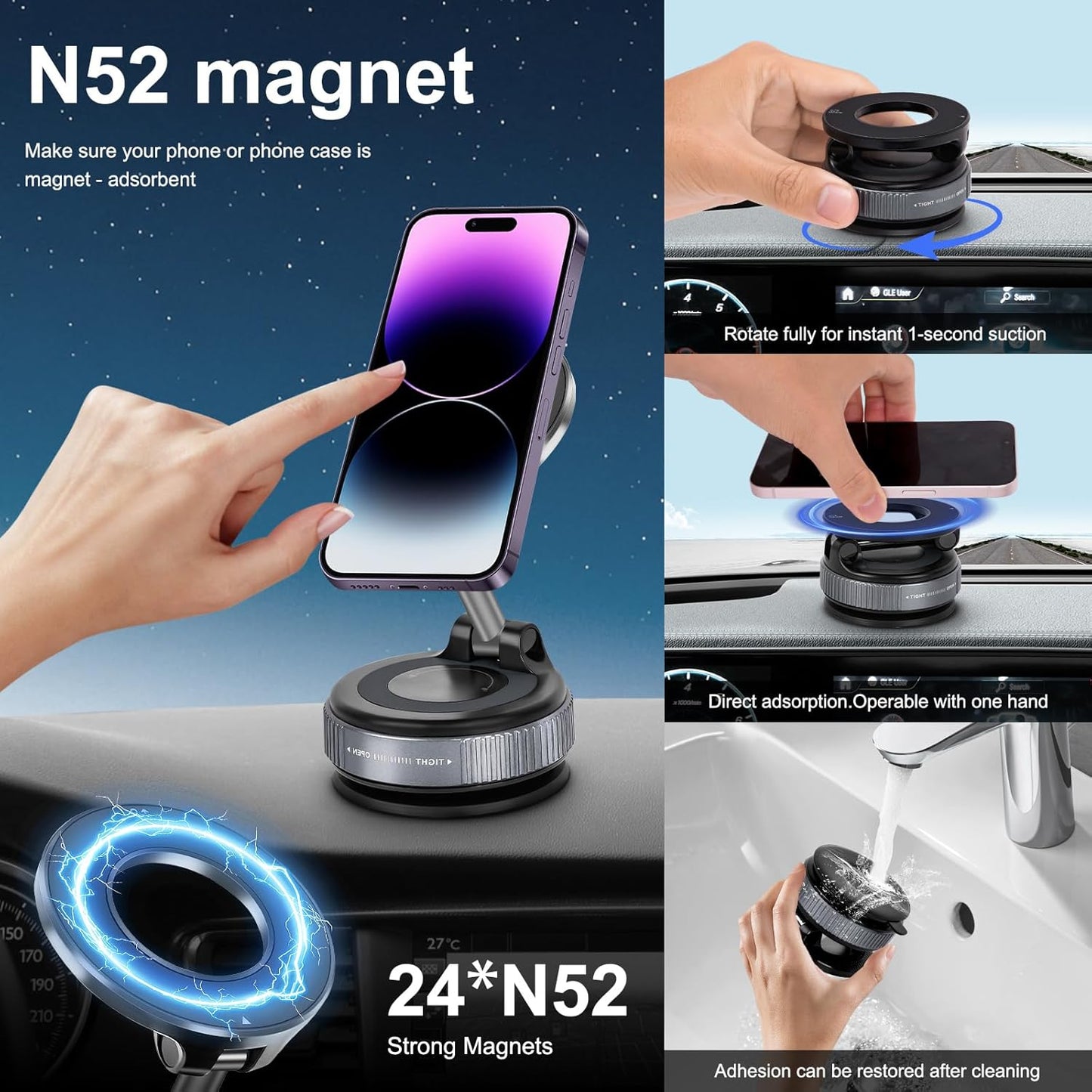 Vacuum Magnetic Phone Holders for Car