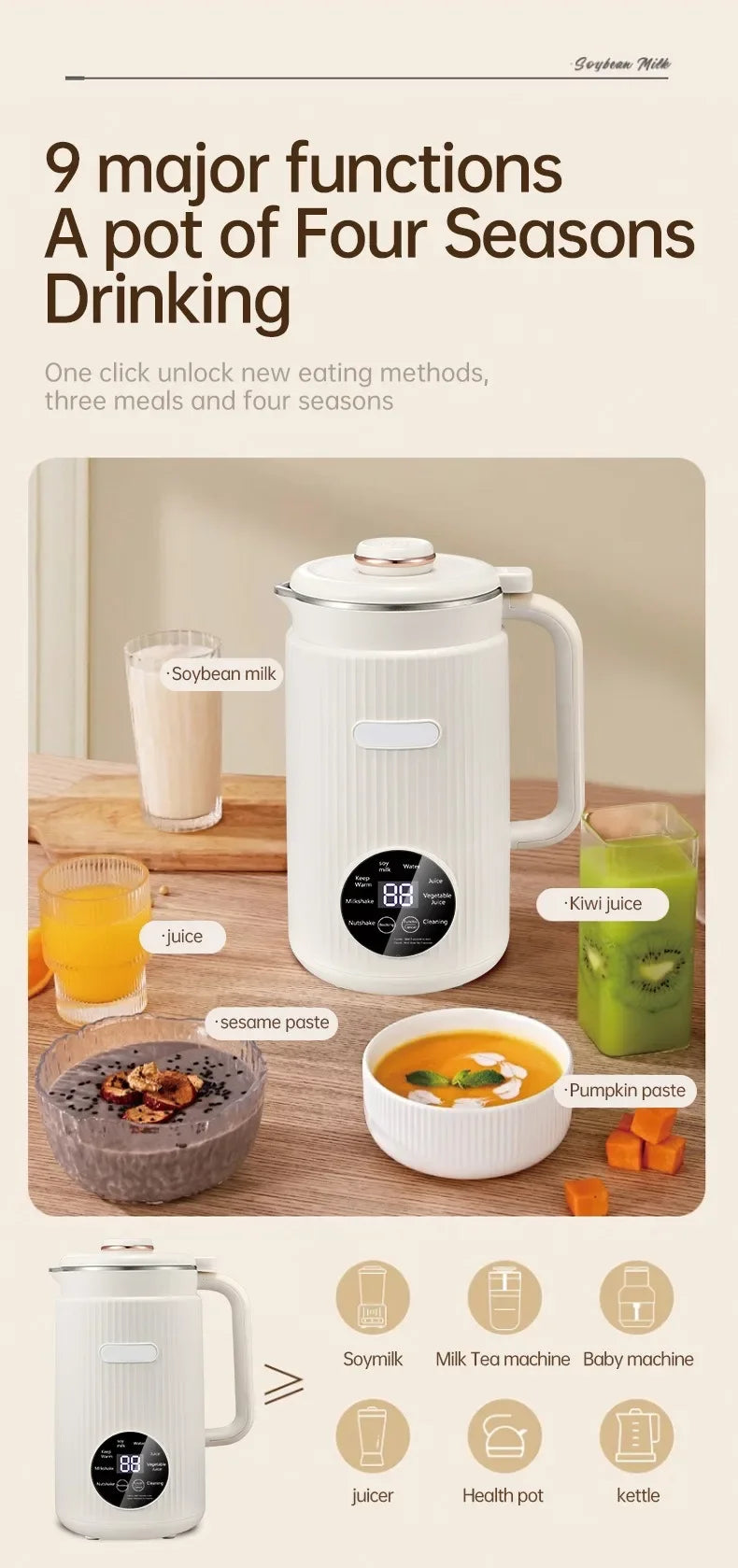 8-in-1 Multifunction Nut Milk & Juice Maker