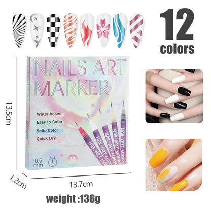 12 Colors Nail Art Pens Set