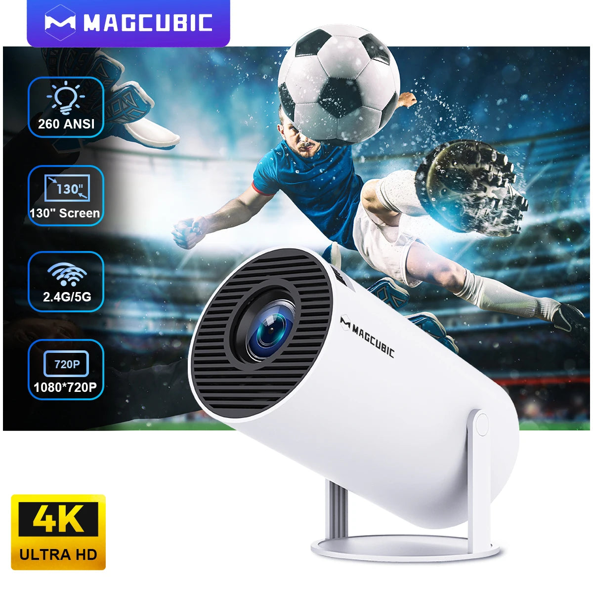 Portable Smart Projector – 4K Home Cinema & Outdoor Projector