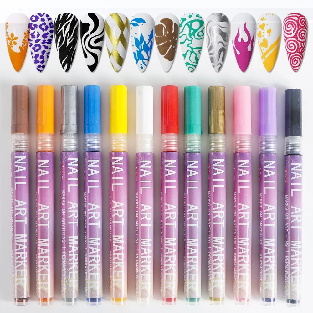12 Colors Nail Art Pens Set