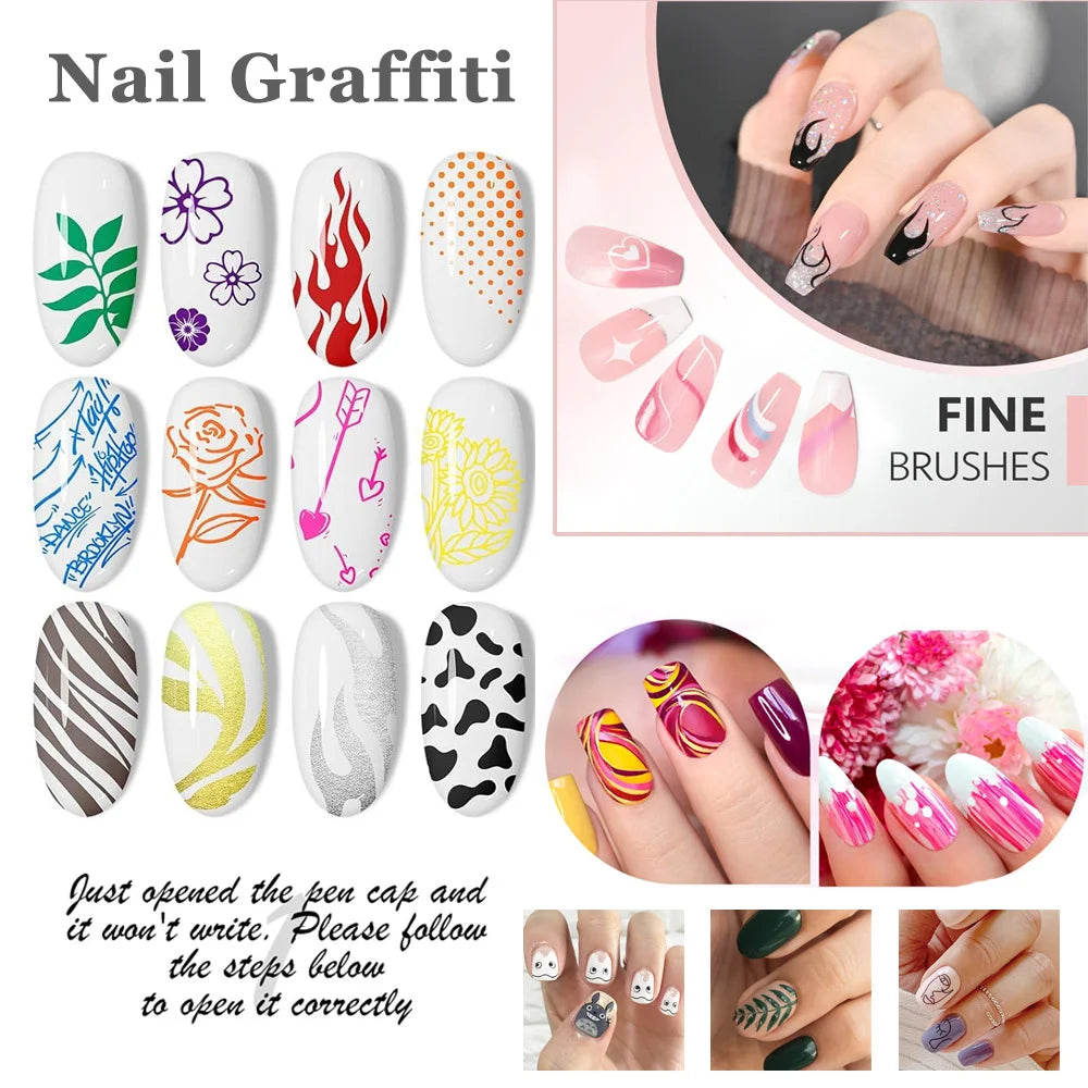 12 Colors Nail Art Pens Set