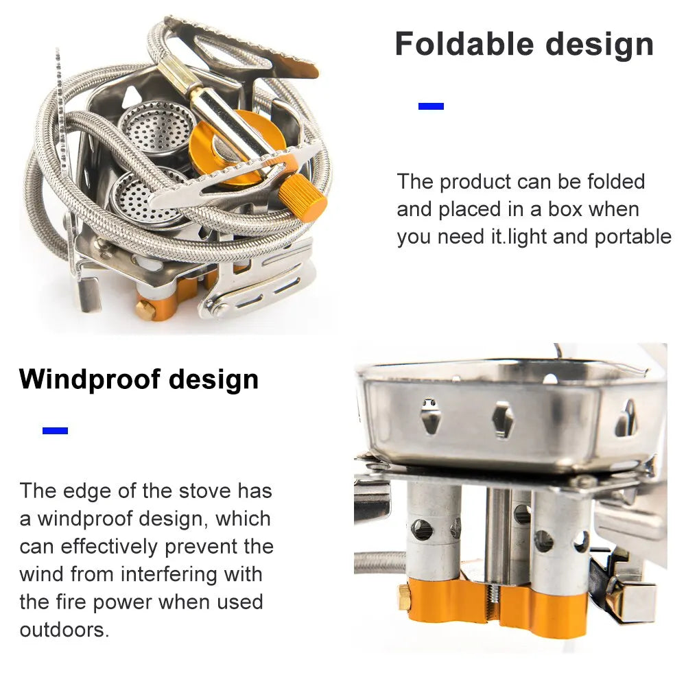 Windproof Camping Gas Stove with Piezo Ignition