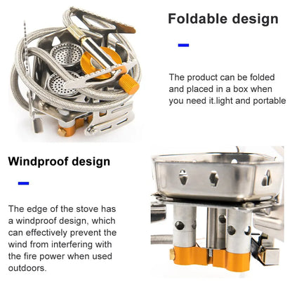 Windproof Camping Gas Stove with Piezo Ignition