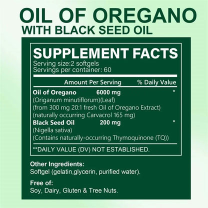 Oil of Oregano with Black Seed Oil Softgels