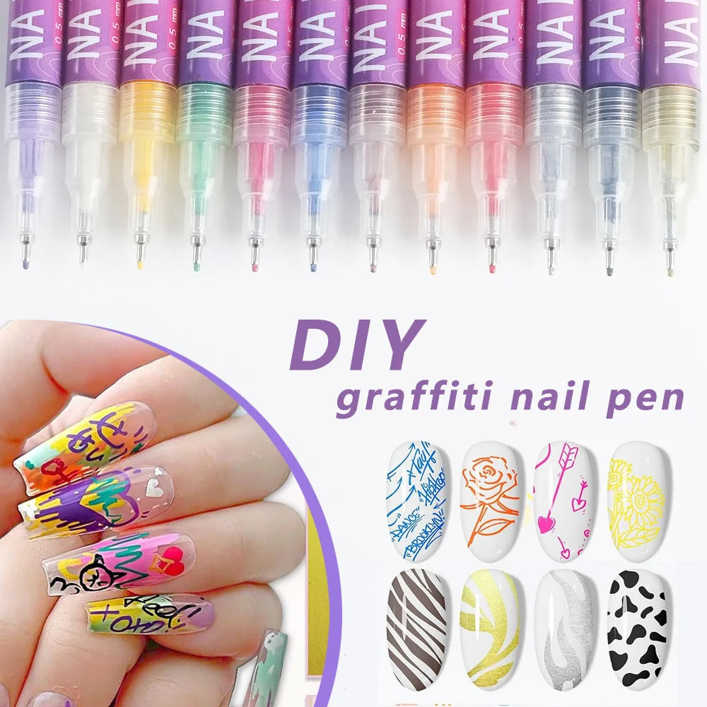 12 Colors Nail Art Pens Set
